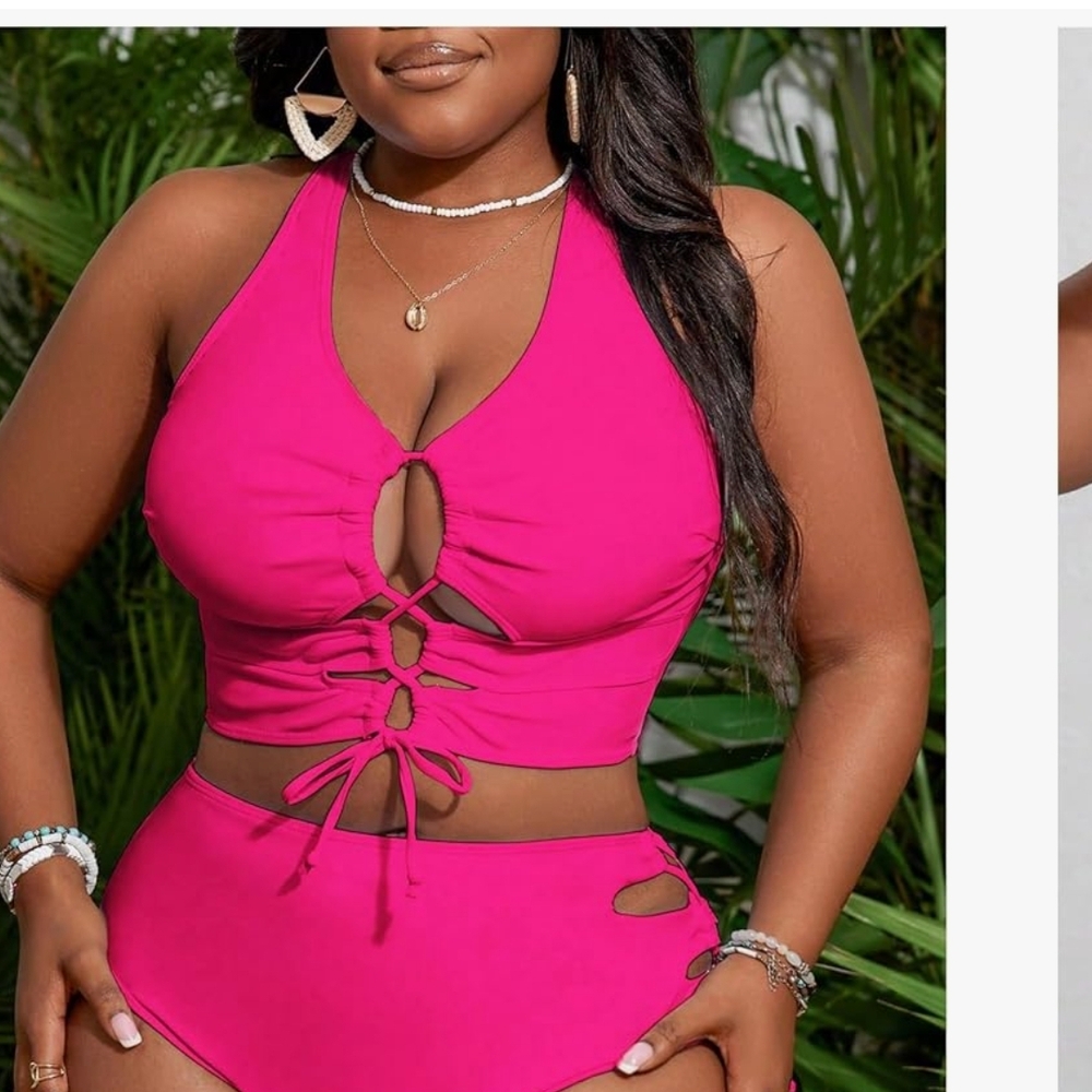 Hot Pink Lace Up Swimsuit